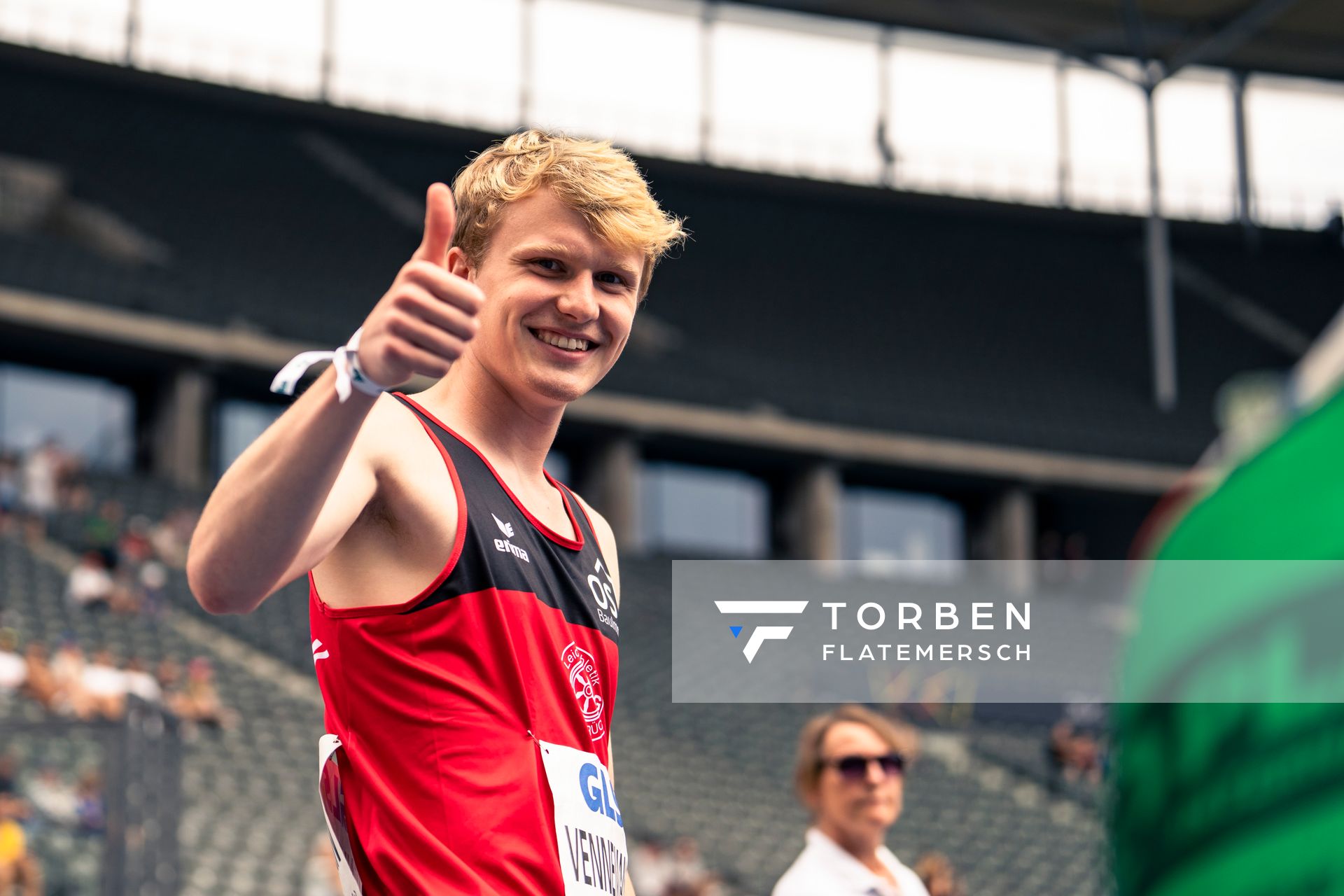 Linus Vennemann (LG Osnabrueck) ueber 5000m waehrend der deutschen Leichtathletik-Meisterschaften im Olympiastadion am 25.06.2022 in Berlin